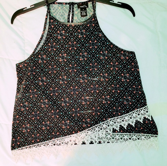 Rue 21 Floral Lace Halter tank - Picture 1 of 3